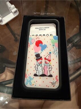 Wildflowers White Phone Case with Colorful Clown & Balloon Design